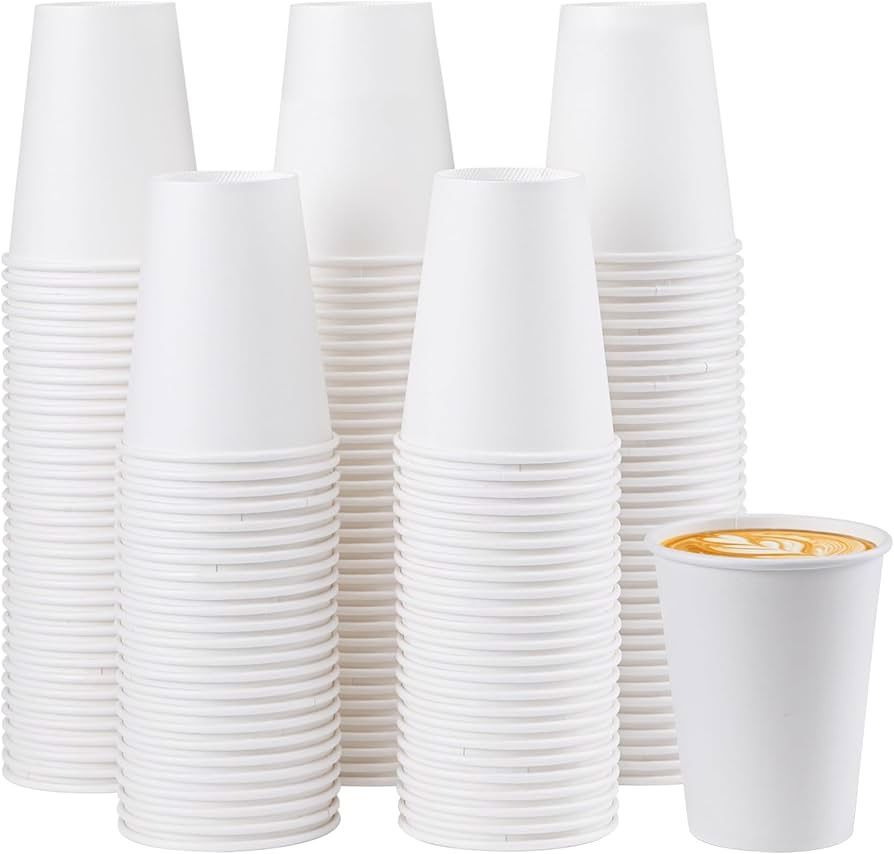 Lamosi 12OZ Paper Coffee Cups 180 Pack, Disposable Coffee Cups, 12oz White Paper Hot Cups, Disposable Water Cups for Cold Hot Drinks (No Lids)