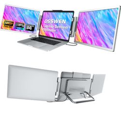 Laptop Screen Extender Monitor Portable: 14" Triple Screen Laptop Monitor Extender, 1080P FHD IPS Laptop Monitor Extender with Stand Compatible, Plug 
