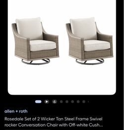 Allen + Roth Rosedale Wicker Swivel Rocker Chairs Set of 2