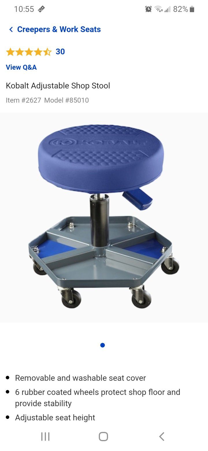 Kobalt Shop Stool with Magnetic Part Tray