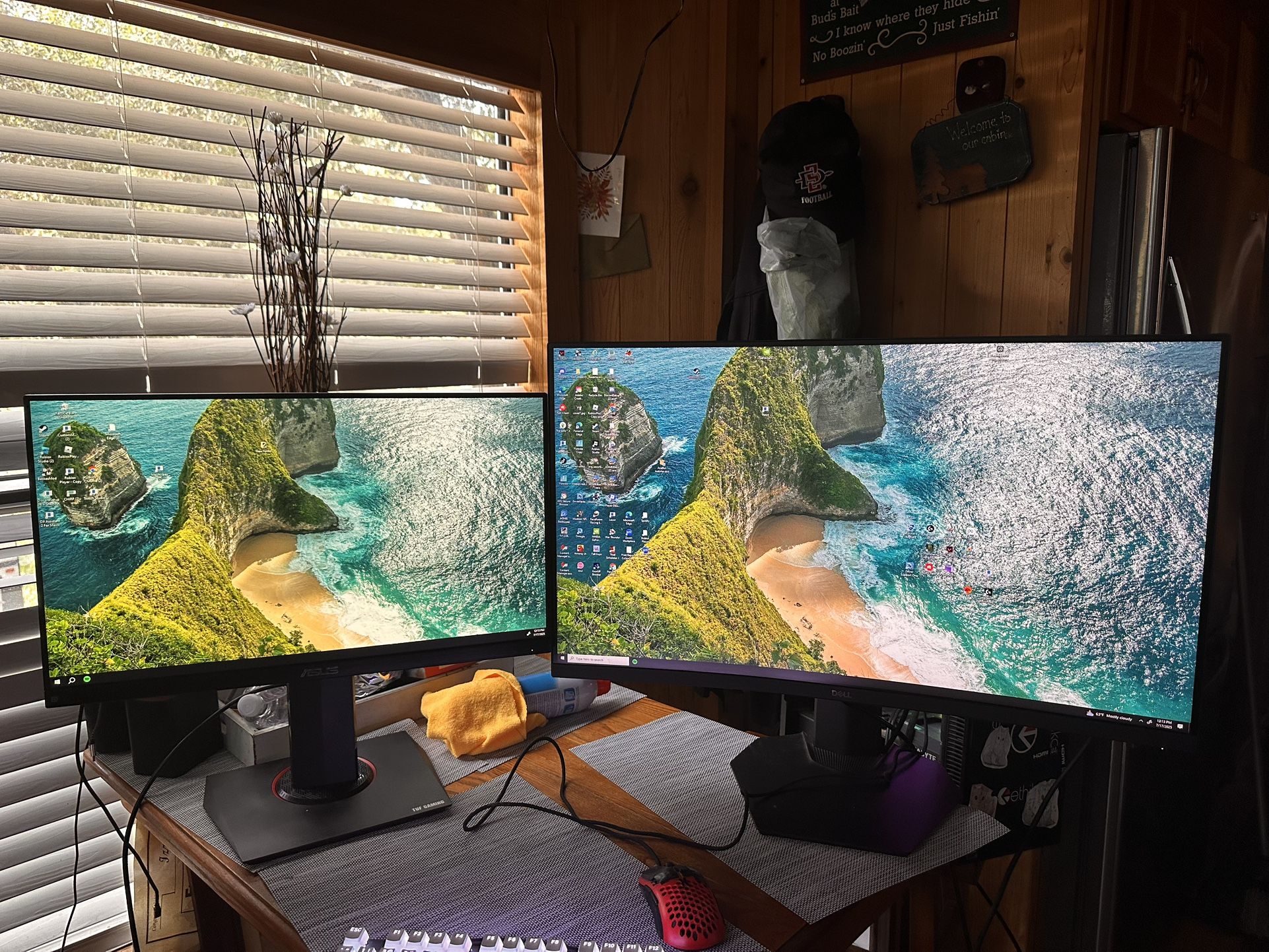 Dual Monitor Gaming Bundle — ASUS TUF VG249Q + Dell S2721HGF Curved 27” 