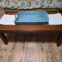Ashley real wood 3 pc Brown stained coffee table set.