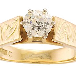 Gold Diamond Vintage Engagement Ring (size 5)