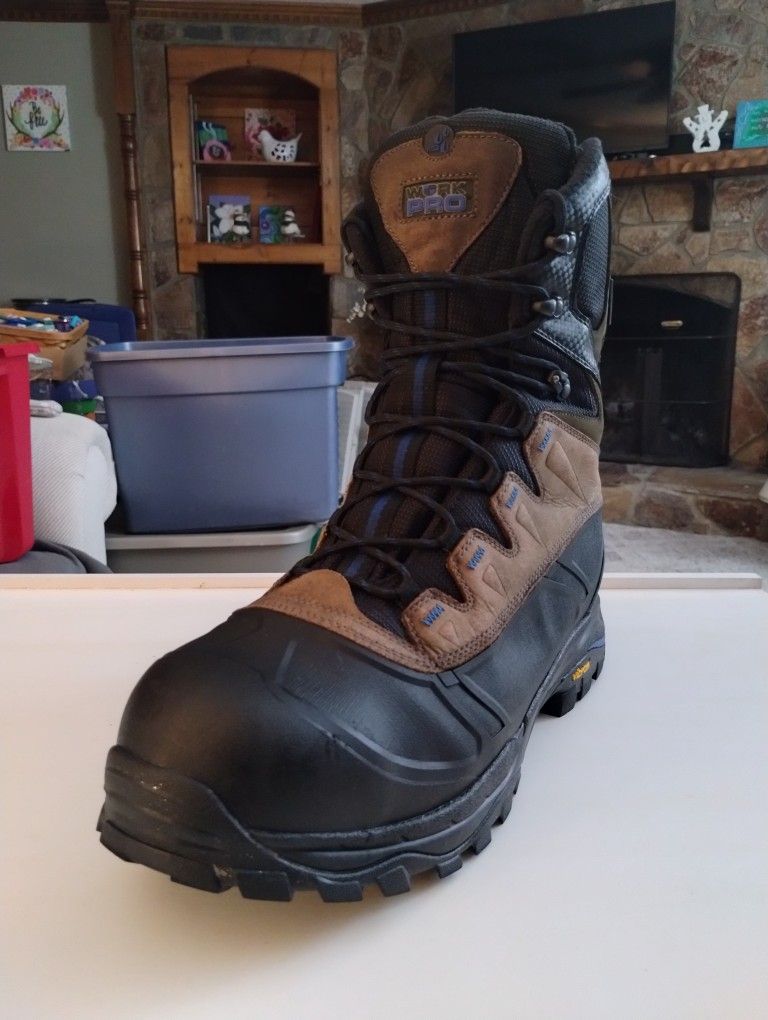 (Zise-14EE) Like New, WORK PRO 8" Work Boots 8909 Waterproof Composite Toe & Plate Vibram Soles