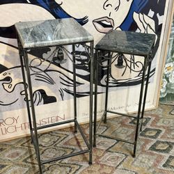 Pair Marvel Top Pedestal Tables (Delivery Service Available)