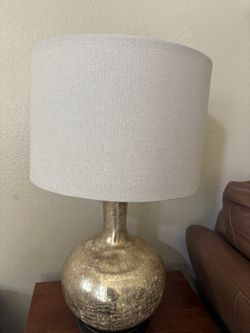 Elegant Gold Crackle Glass Table Lamp with Shade