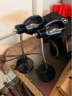 Pair of Black Gooseneck Desk Lamps