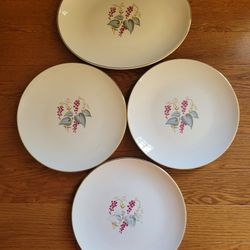 Edwin M. Knowles "Berry" Serving Platter and Three Plates