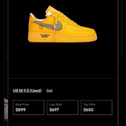 Off White Air Force 1 Low Lemonade US M9.5
