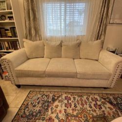 Comfortable Beige Fabric Sofa