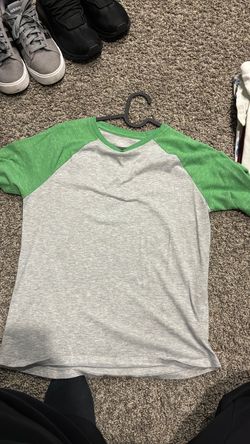 Gray and Green Raglan Baseball T-Shirt