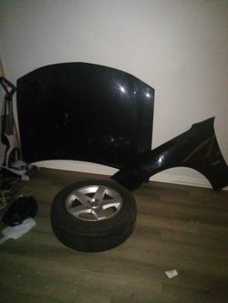 Black charger Hood left side side rim for fender for charger tires with rims must go ASAP as soon as possible like yesterday everything $130