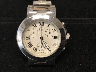 Men’s  Guess Collection Swiss Chronograph Watch - Stainless Steel Case and Band - Beautiful Bold White Dial - Cool Man’s or Unisex Design