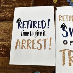 Retirement 8x10 Color Signs And Confetti 