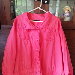 Maurices Women’s Jacket Size 3 Coral Pink Casual Button Up Jacket With Collar

