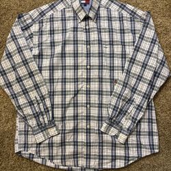 Tommy Hilfiger Plaid Button Up Shirt Preppy Men’s Size Large
