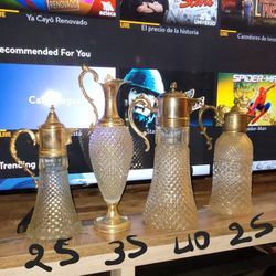 Vasos Vintage 1940s Silver Plate Y Crital Cortado