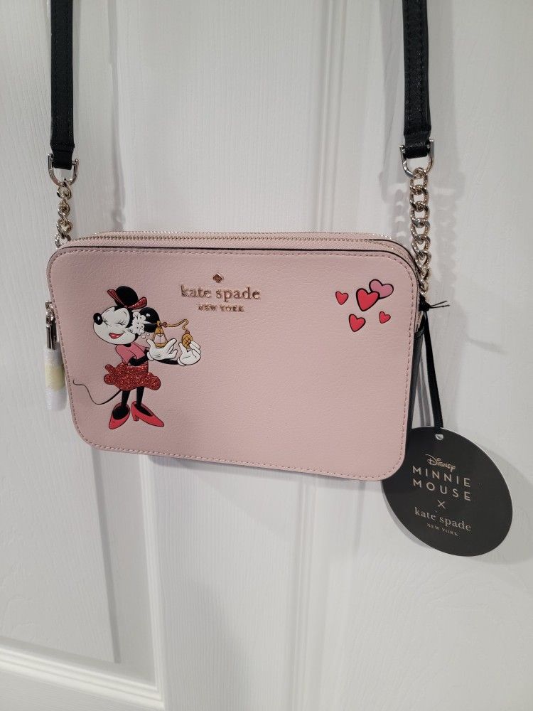 New Kate Spade Minnie Mouse Double-Zip Crossbody Bag