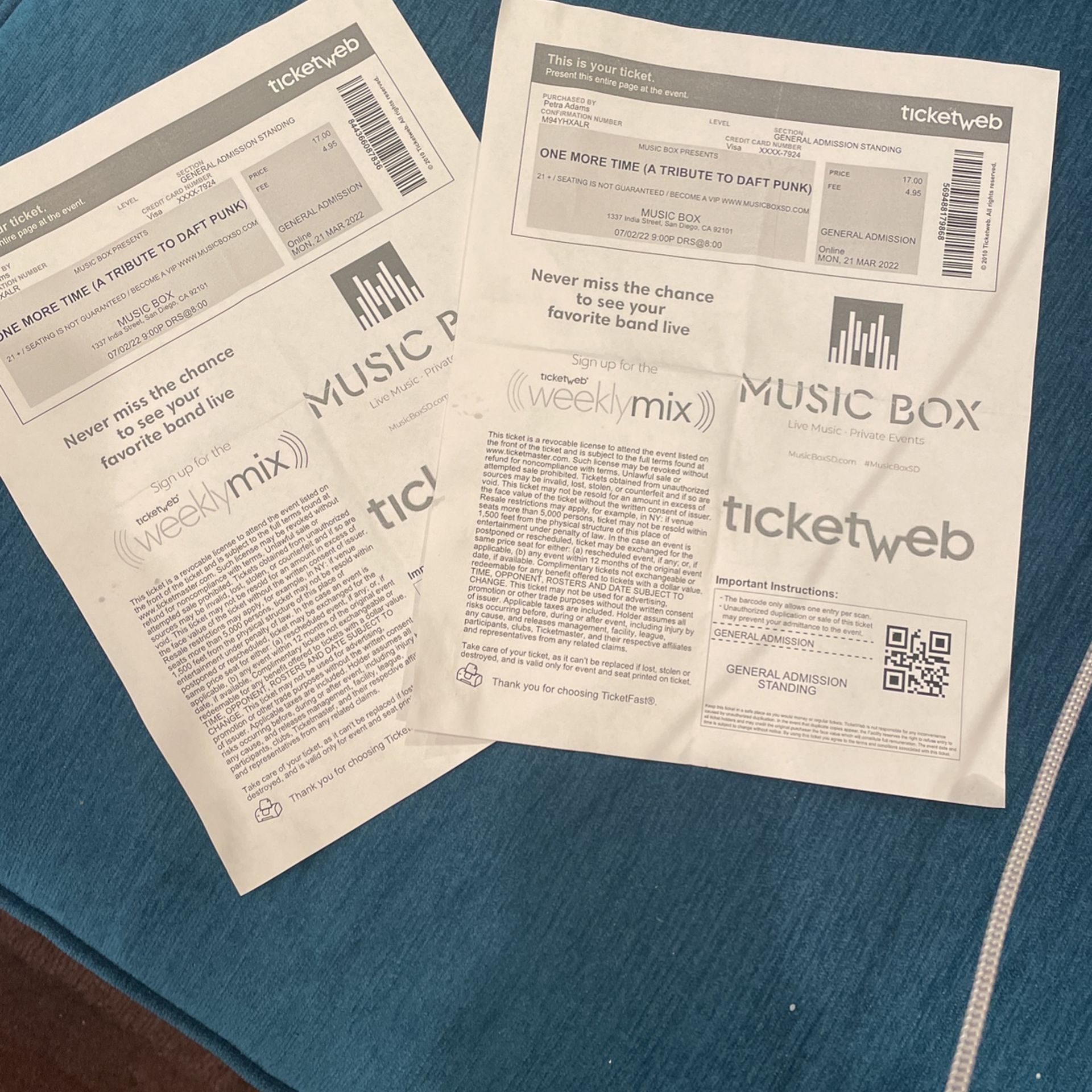 Daft Punk Music Box 7/2/23- 2 tix