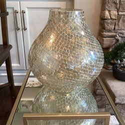 PIER 1 (TAG $59) Mosaic Glass Vase - very reflective! 12”T x 11”W