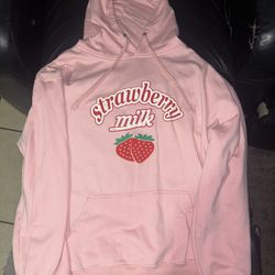 Pink Strawberry Milk Girls Hoodie (Size XL)