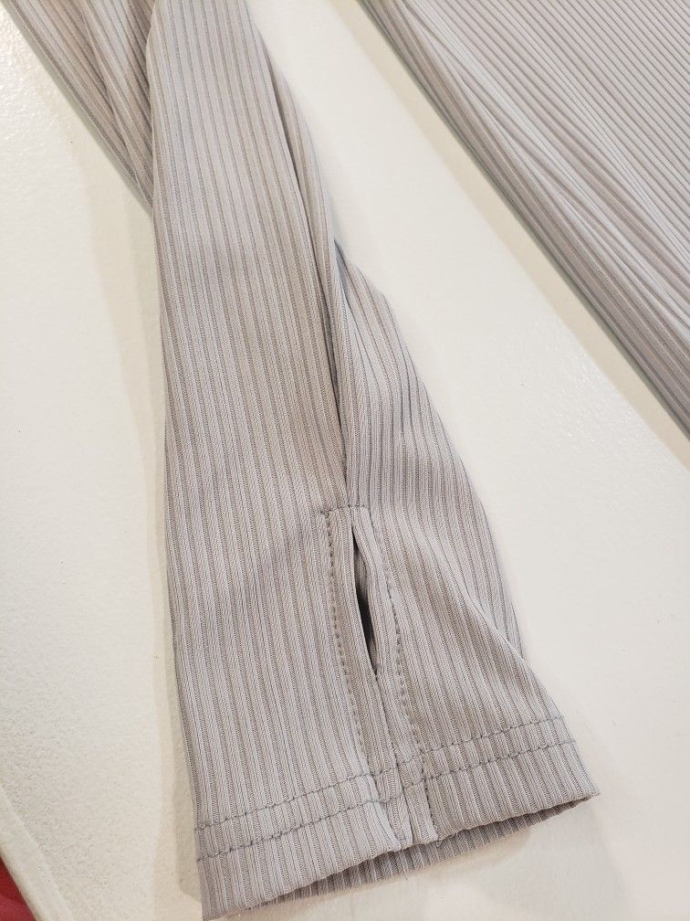 Long Sleeve Gray Maxi Dress with Thigh Split Sz Large