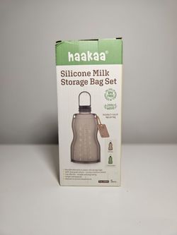 NEW Haakaa Silicone Breast Milk Storage Bags 5-Pack 9oz/260ml Reusable BPA-Free