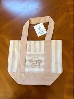 Trader Joe’s beige striped mini tote