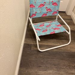 Folding Beach Chair Flamingo Print