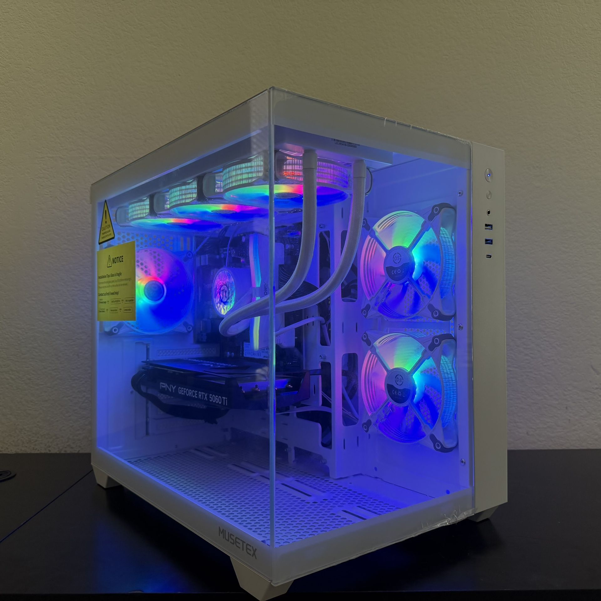 ULTRA FAST Liquid Cooled RTX Gaming PC Computer (Ryzen 7 5700X, RTX 5060 Ti, 32GB RAM, 512GB NVMe + 1TB HDD)