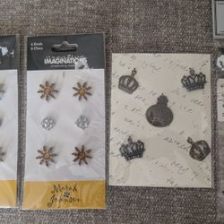 Crafting Rhinestone Brads - Gems - Metal Icons- New In Package 