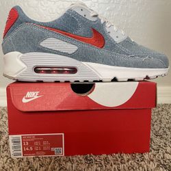Nike Air Max 90 Washed Denim Habanero Red White DV2120 900 Sz.13