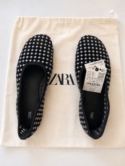 Zara Studded Black Ballet Flats