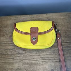 Dooney & Bourke Yellow Oncour Cabriolet Flap Wristlet