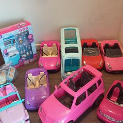 Barbie Doll Cars, Van, Jeep, And Kitchen Set