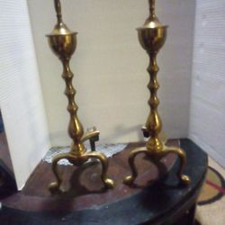 Solid Brass Fireplace Andirons