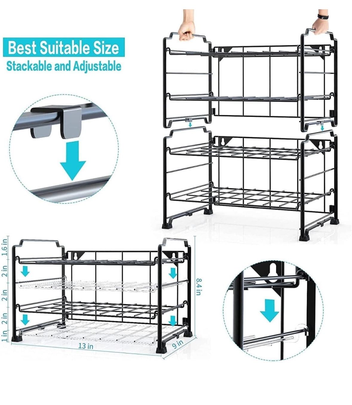 Set And Shelf Organizer Dish Rack Black Kitchen Shelf