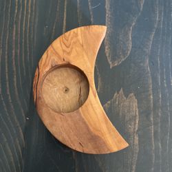 Wood Moon Candle Holder