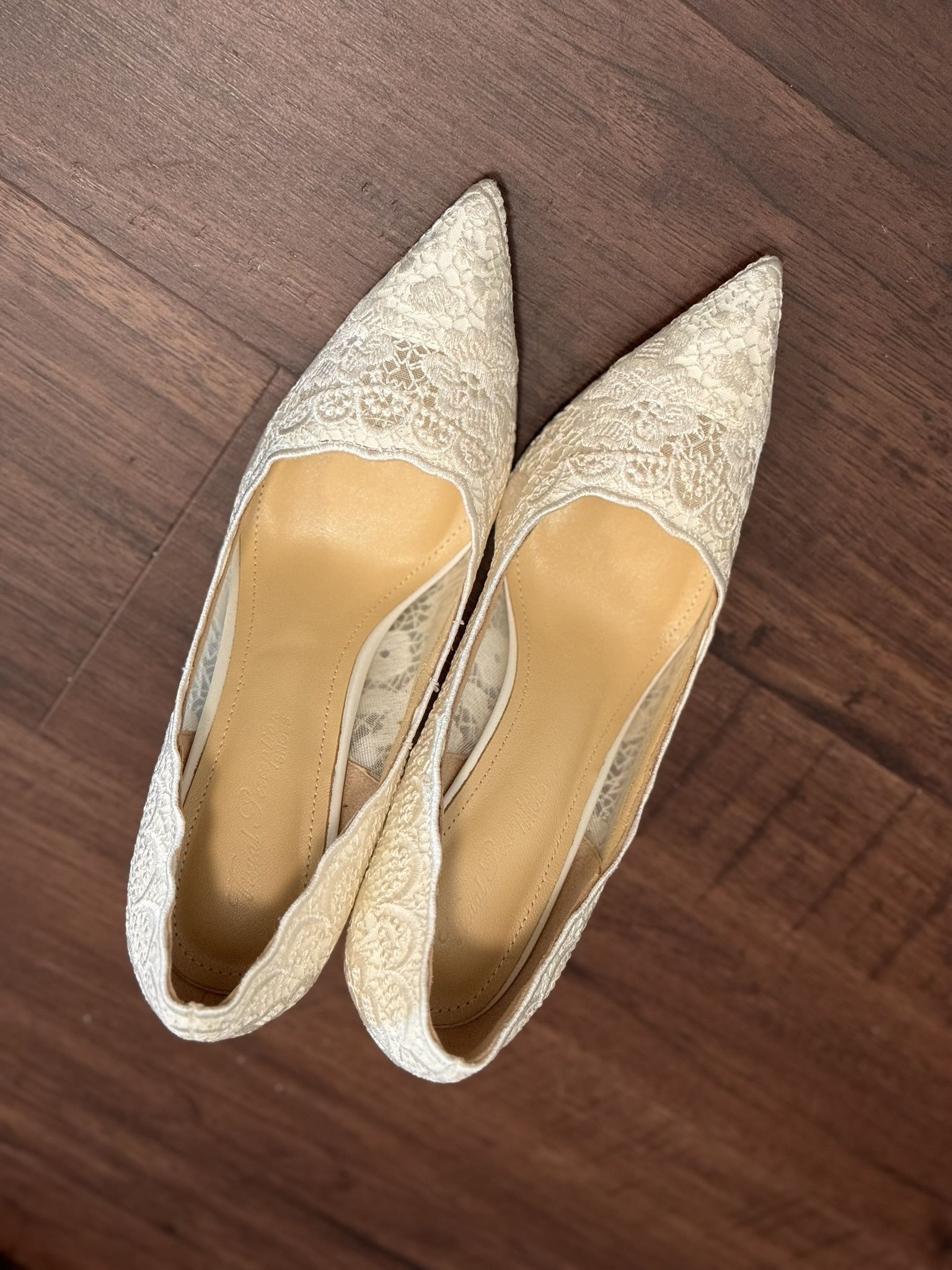 floral lace pumps with leather trim Wedding Shoes