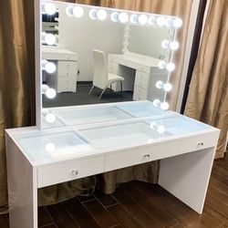 Makeup Vanity Glass Top With Mirror  / includes delivery and assembly