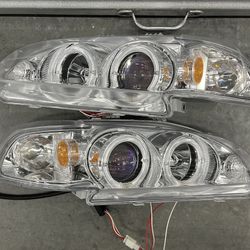 92-95 Honda Civic Projector Dual Halo Rings Headlights
