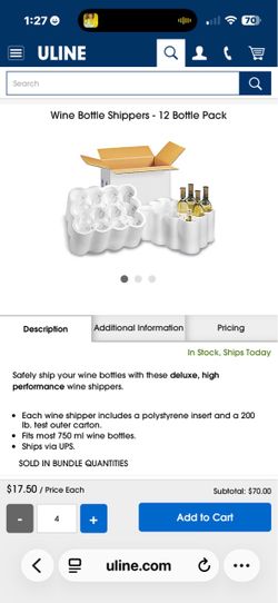 4 ULINE Wine Bottle Shipping Boxes – 12 Bottles Each