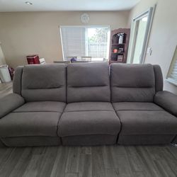 Grey Microfiber Power Recliner. No Pets No Smoke Home. Less Than Year Old