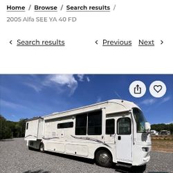 Alfa Diesel MoterHome, Only 49k Miles, 38' Long. Two Slide Outs!!; Two TVs And A  Clothes Washing Machine!! Very Low Price At Only $25,000!!!