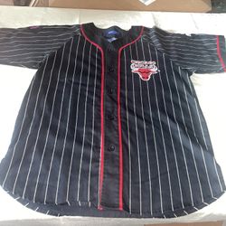 Chicago Bulls Baseball Starter Jersey Pinstripe Black Mens Medium Clean Vintage