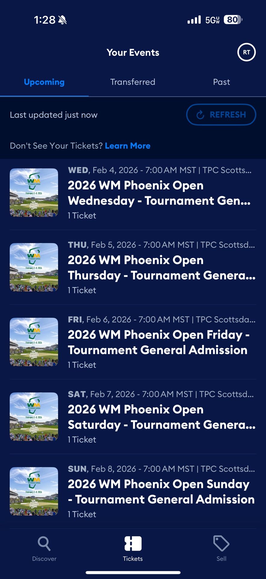 Waste Management Phoenix Open GA Tickets Everyday!!!!