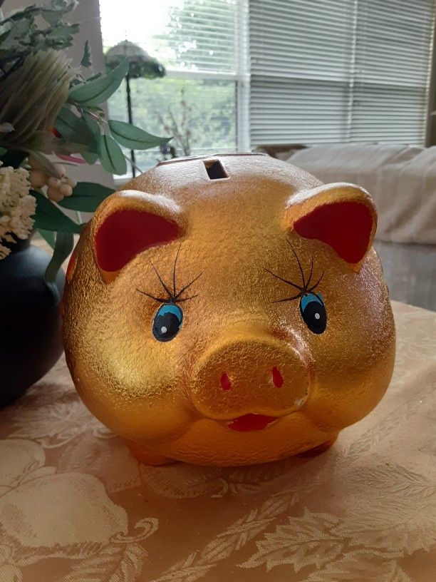 Gold Chinese Happiness Piggy Money Bank 6 inches - Just Asian Food