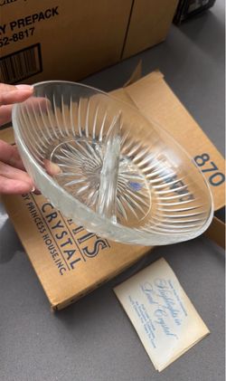 Princess House Highlights in Lead Crystal Divided Relish Serving Dish #870 with Original Box