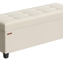 SONGMICS 15x43x15.7” Cream White Storage Ottoman Bench