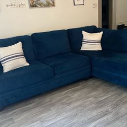 L-Shaped Navy Sofa – Moving Sale – $225 (Negotiable)